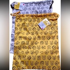 Disney Winnie The Pooh Travel Drawstring Bag Pouch SET, Yellow And White
